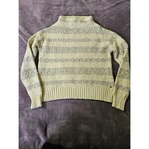 Oneill 100% cotton mock neck sweater,‎  natural w/subtle stripes, sz XS